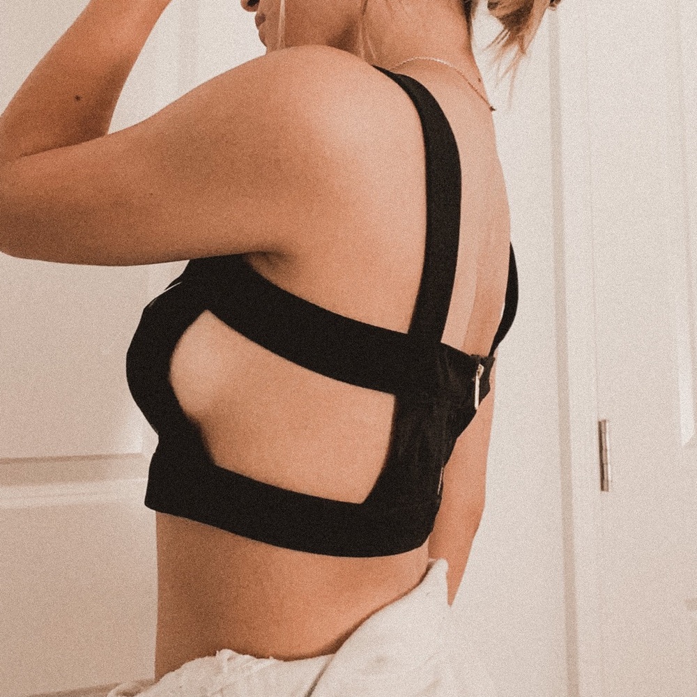COPY - Black caged cut out crop top